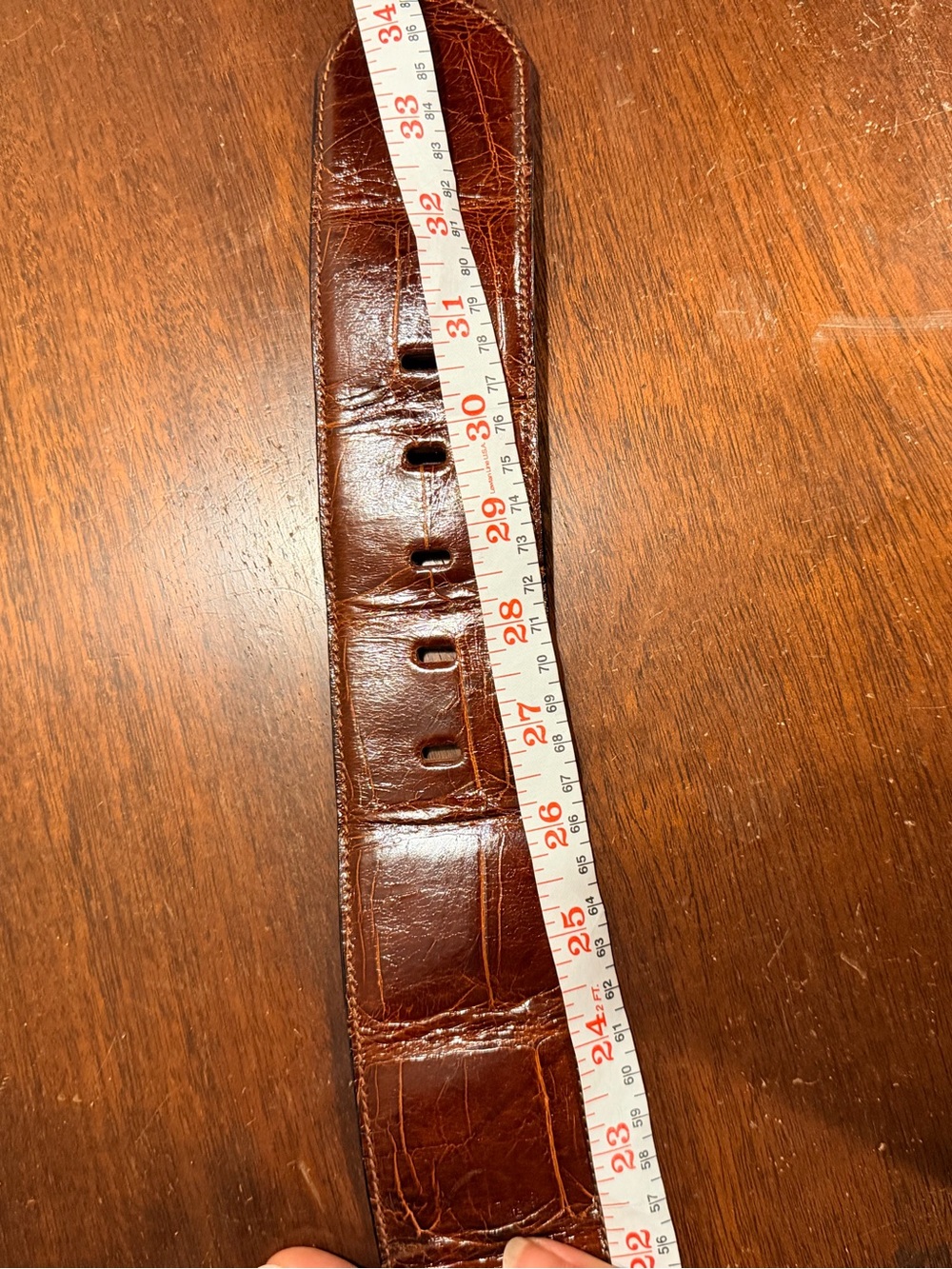 Loewe cognac alligator wide belt with gold finish buckle - Picture 9 of 9